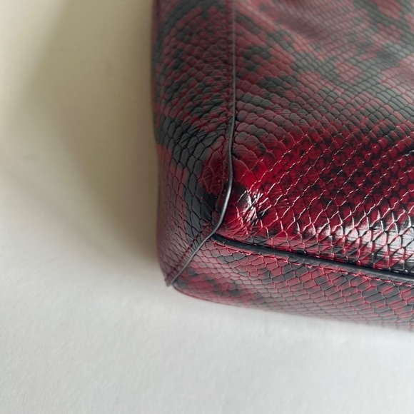 Rebecca Minkoff Burgundy Black Snake Print Leather Small Shoulder Crossbody Bag - Picture 8 of 14